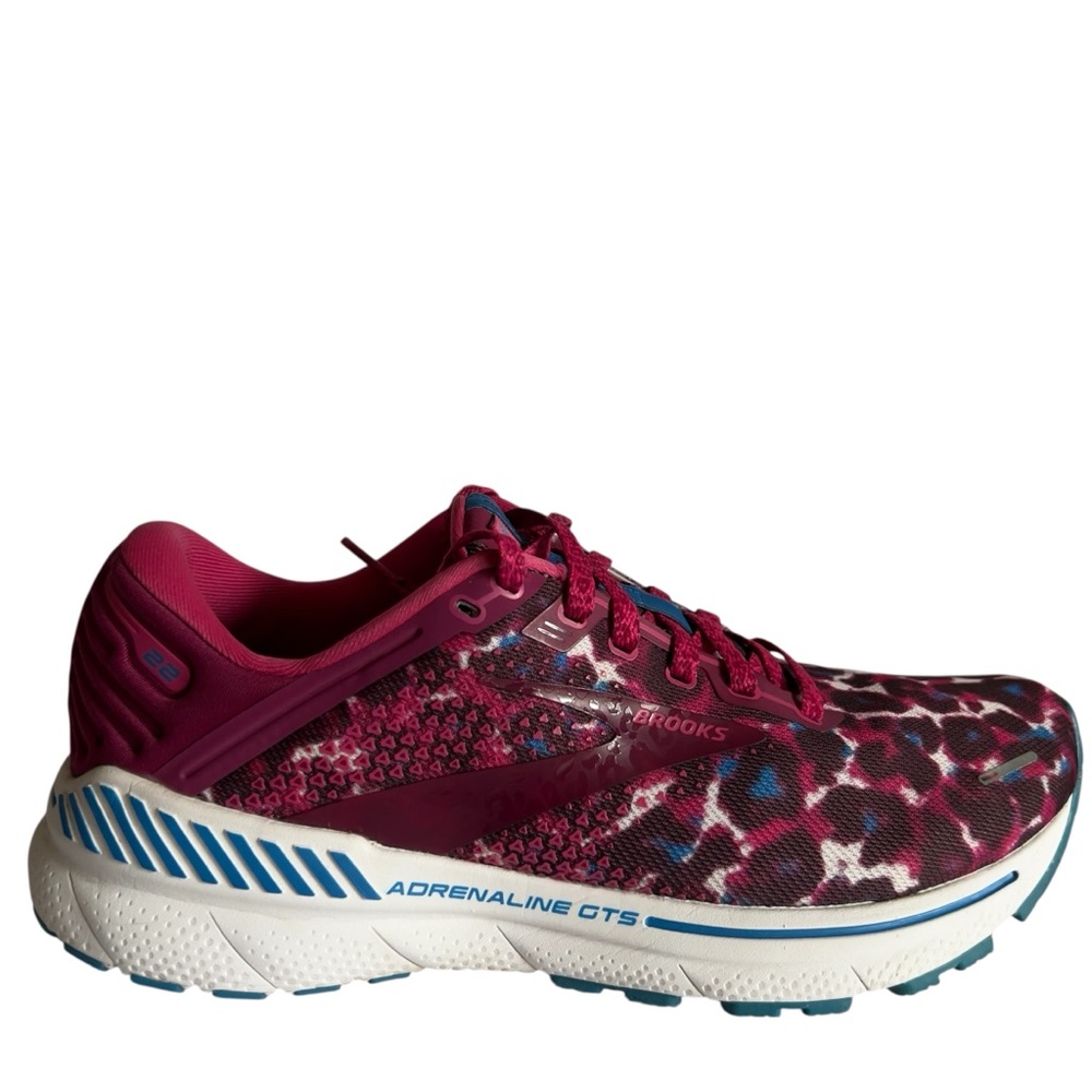 Brooks Women’s Adrenaline GTS 22 Cheetah Vibrant Magenta Berry White Shoes SZ 10